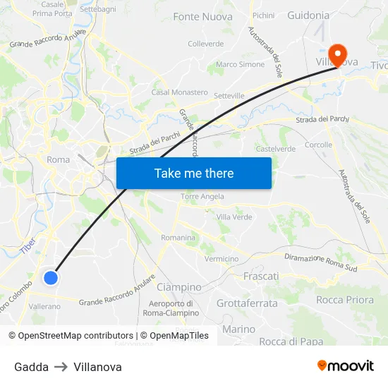 Gadda to Villanova map