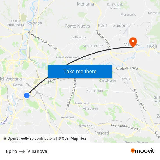 Epiro to Villanova map