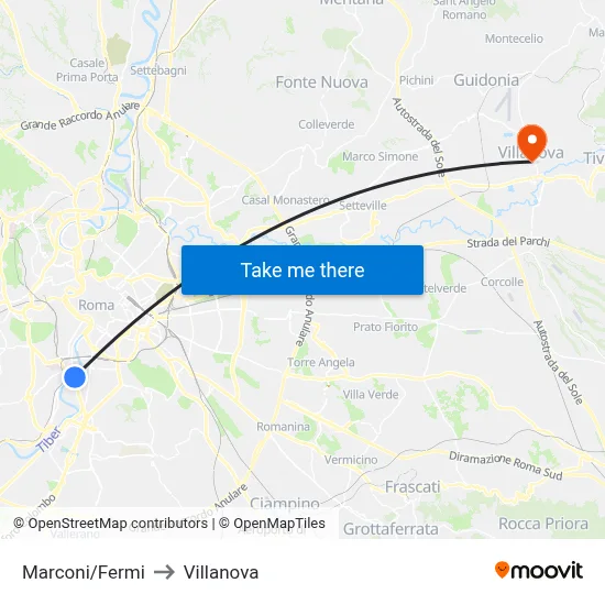 Marconi/Fermi to Villanova map