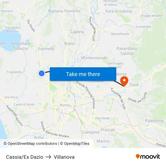Cassia/Former Customs to Villanova map
