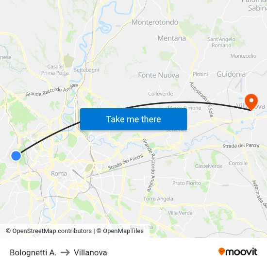 Bolognetti A. to Villanova map