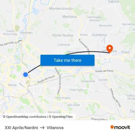 XXI April/Nardini to Villanova map