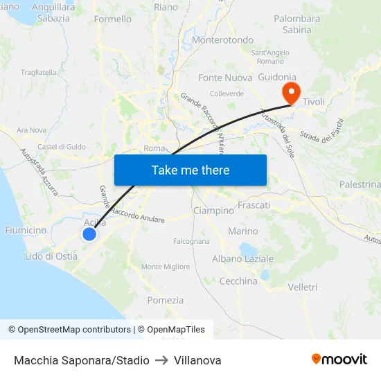 Macchia Saponara/Stadium to Villanova map