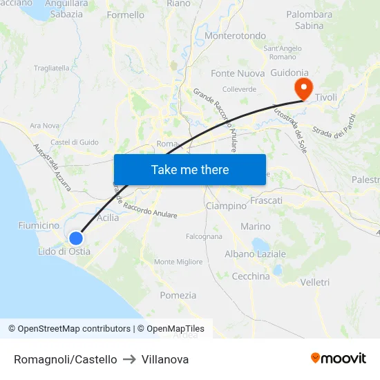 Romagnoli/Castle to Villanova map