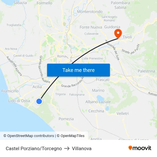 Castel Porziano/Torcegno to Villanova map