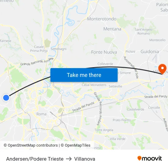 Andersen/Podere Trieste to Villanova map