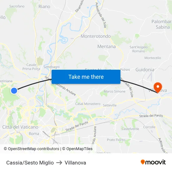 Cassia/Sixth Mile to Villanova map