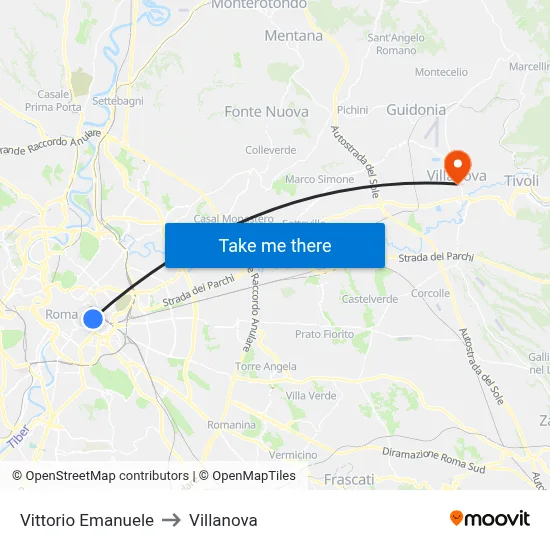 Victor Emmanuel to Villanova map