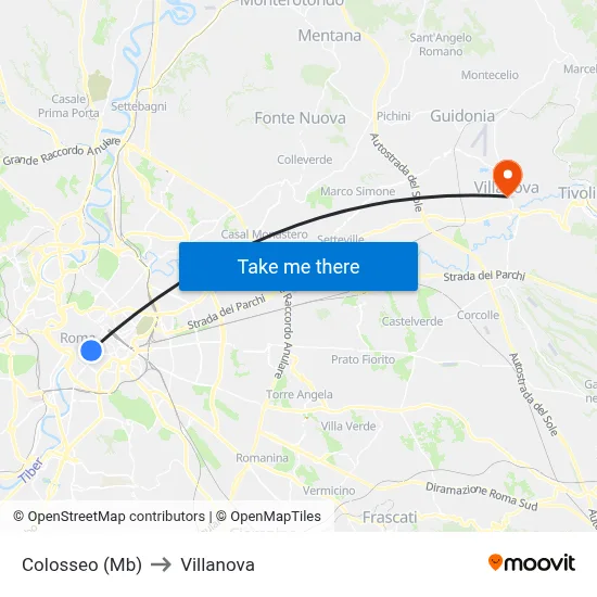 Colosseum (MB) to Villanova map