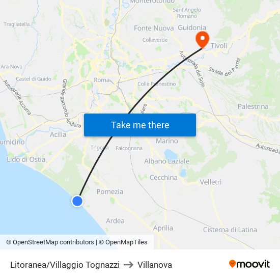 Litoranea/Villaggio Tognazzi to Villanova map