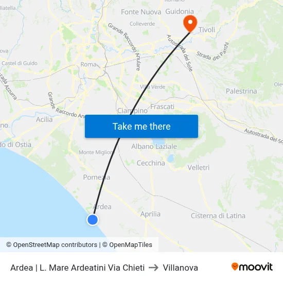 Ardea | Ardeatini Seafront Chieti Street to Villanova map