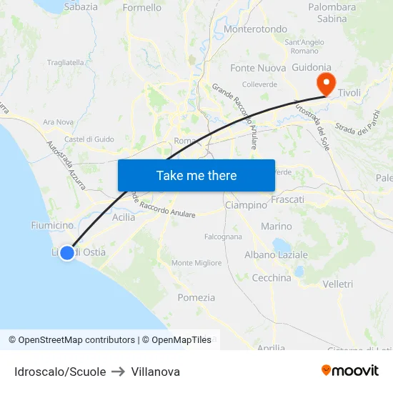 Idroscalo/Schools to Villanova map