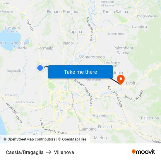 Cassia/Bragaglia to Villanova map