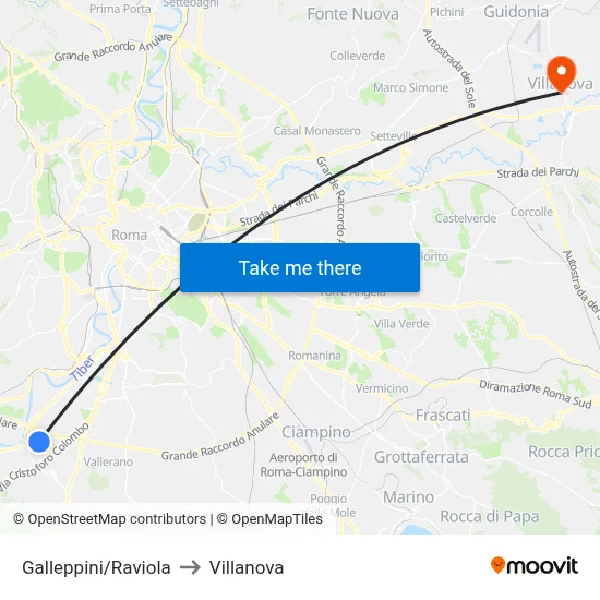 Galleppini/Raviola to Villanova map