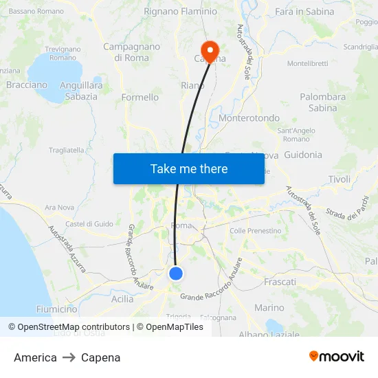 America to Capena map