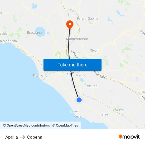 Aprilia to Capena map