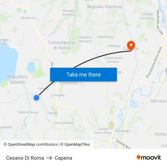 Cesano Di Roma to Capena map