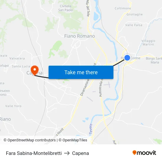 Fara Sabina-Montelibretti to Capena map