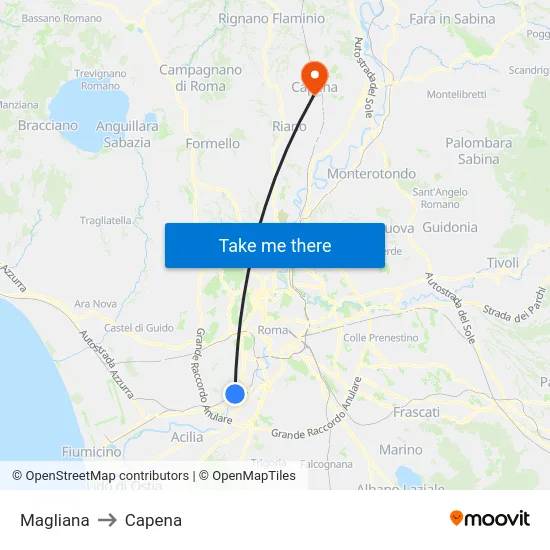 Magliana to Capena map