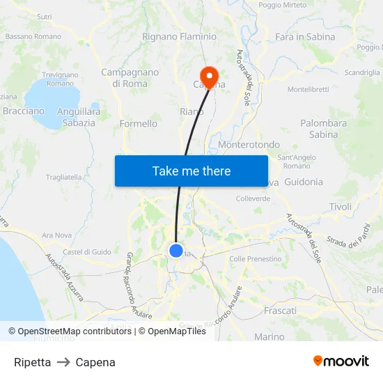 Ripetta to Capena map