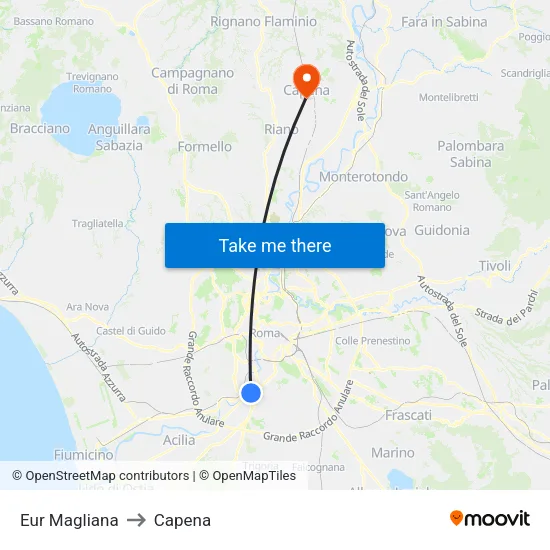 Eur Magliana to Capena map