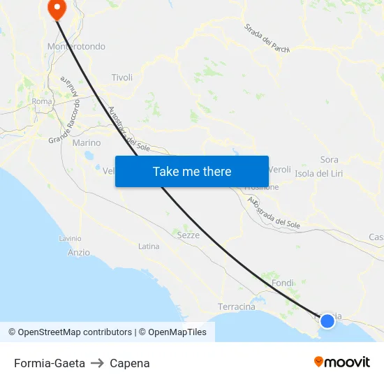 Formia-Gaeta to Capena map