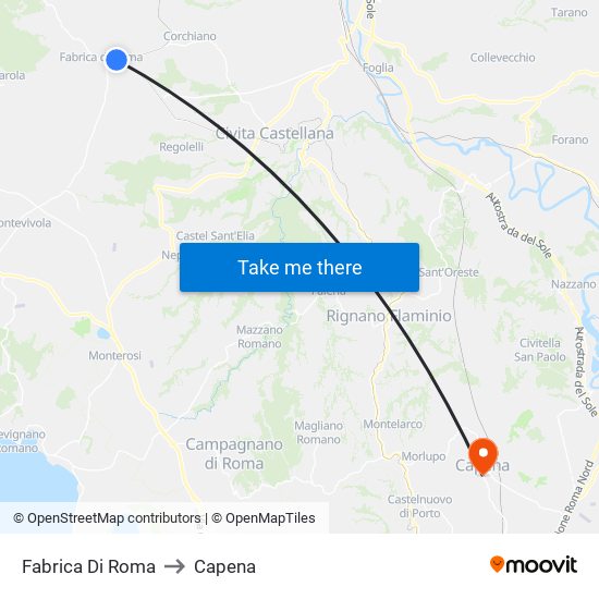 Fabrica Di Roma to Capena map