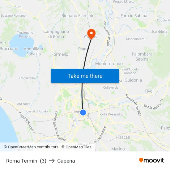Roma Termini (3) to Capena map
