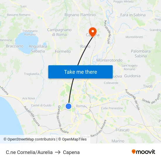 C.ne Cornelia/Aurelia to Capena map