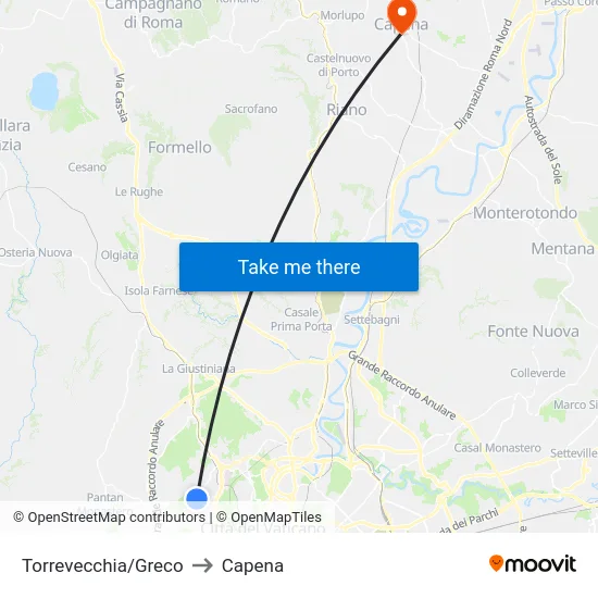 Torrevecchia/Greco to Capena map