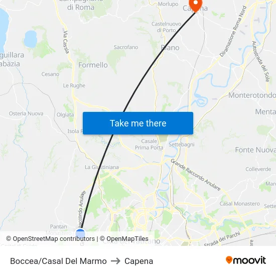 Boccea/Casal Del Marmo to Capena map