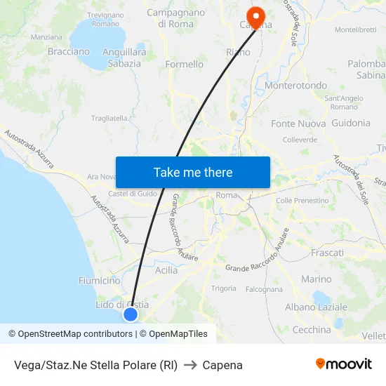 Vega/Staz.Ne Stella Polare (Rl) to Capena map