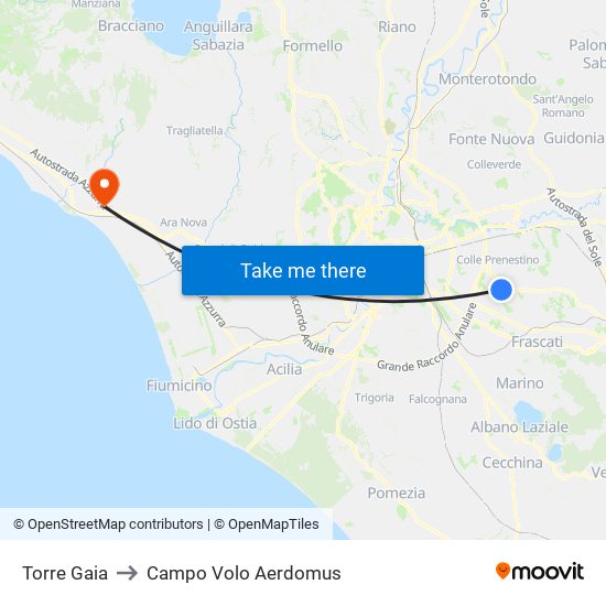 Torre Gaia to Campo Volo Aerdomus map