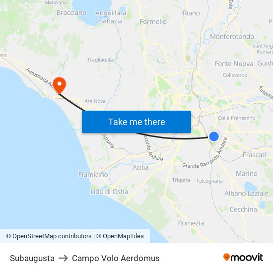Subaugusta to Campo Volo Aerdomus map