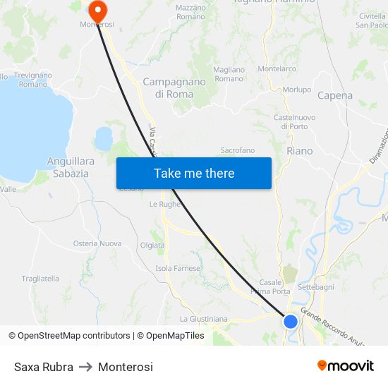 Saxa Rubra to Monterosi map