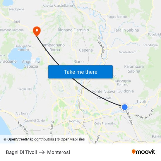 Bagni Di Tivoli to Monterosi map