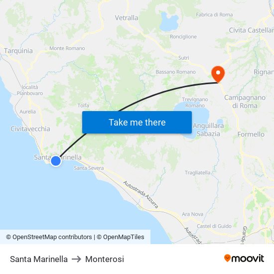 Santa Marinella to Monterosi map