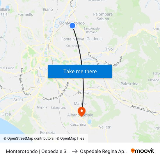 Monterotondo | Ospedale Ss. Gonfalone to Ospedale Regina Apostolorum map