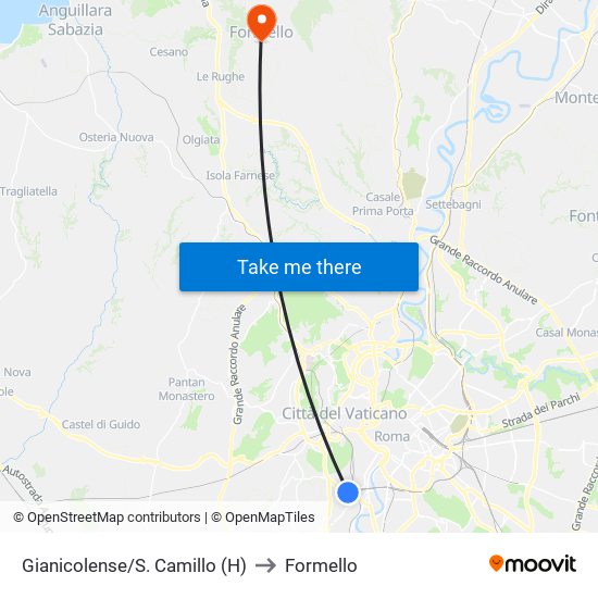 Gianicolense/S. Camillo (H) to Formello map