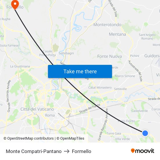 Monte Compatri-Pantano to Formello map
