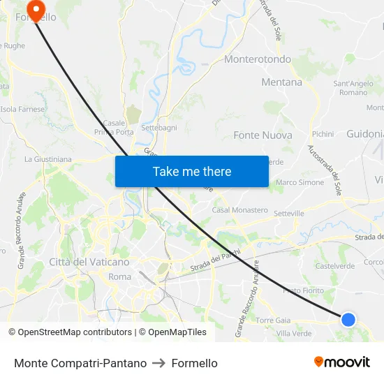 Monte Compatri-Pantano to Formello map