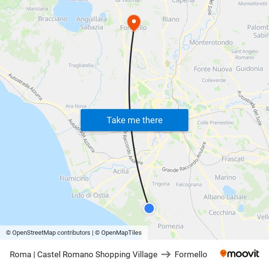 Roma | Castel Romano Shopping Village to Formello map