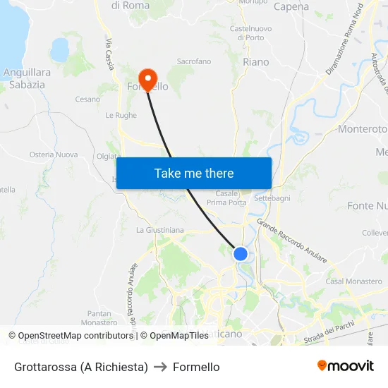 Grottarossa (A Richiesta) to Formello map