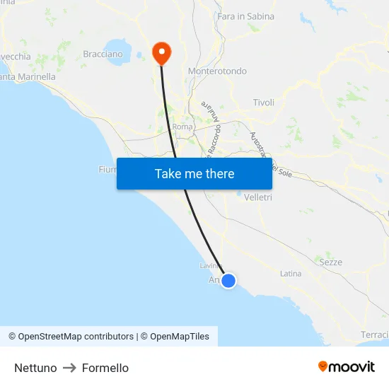 Nettuno to Formello map