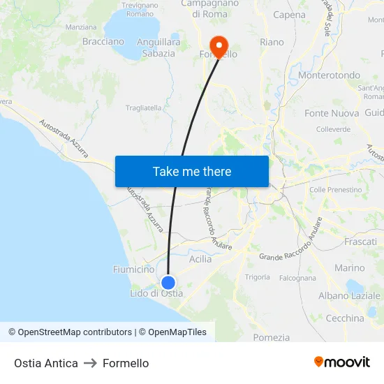 Ostia Antica to Formello map