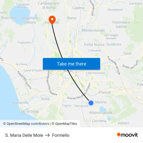 S. Maria Delle Mole to Formello map