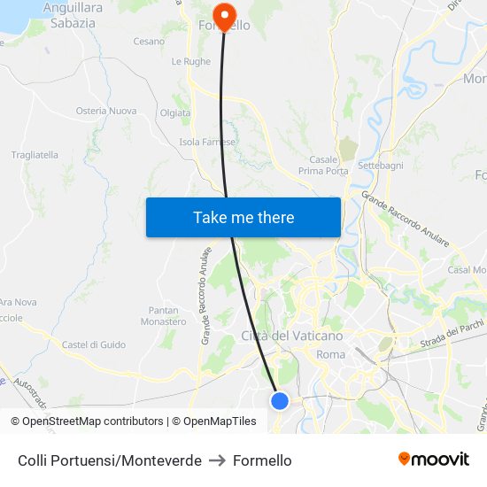 Colli Portuensi/Monteverde to Formello map