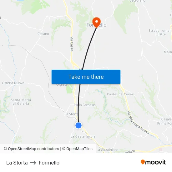 La Storta to Formello map