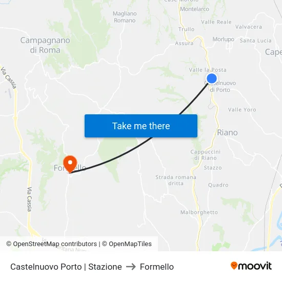 Castelnuovo Porto | Stazione to Formello map