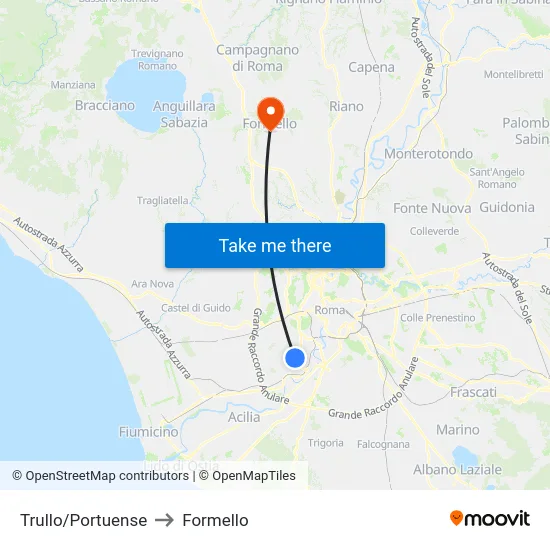 Trullo/Portuense to Formello map